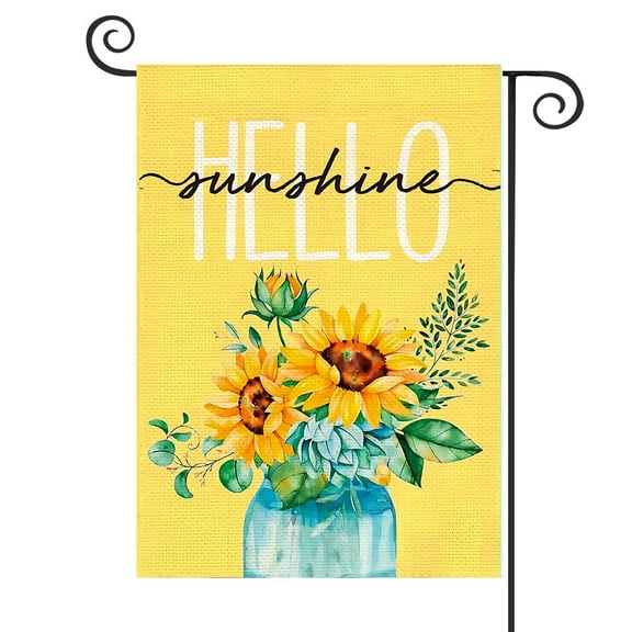 DMERBYL Summer Garden Flag Hello Sunshine Sunflower 12x18 Inch Double Sided Outside Yard Outdoor Decoration