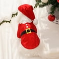 thumbnail image 7 of Green Christmas Elf Dog Costume with Matching Pointed Hat, Fabric Holiday Pet Outfit with Red Collar and Belt Detail for Small Dogs and Cats, Size XS, 7 of 7