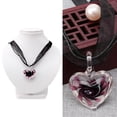 thumbnail image 3 of JUNTEX Murano Glass Pendant Necklace Purple Heart Flowers Ribbon Chain, 3 of 8