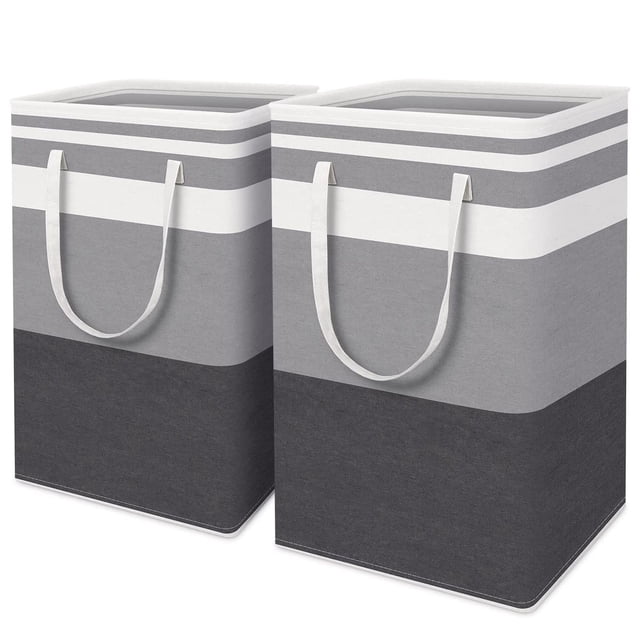 Cesta de lavandería portátil, cesto de ropa grande plegable, solución de almacenamiento impermeable independiente con asas extendidas para dormitorio, hogar, viajes (paquete de 2)