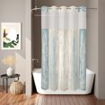 thumbnail image 2 of No Hook Shower Curtain, Slate Blue Wooden Shower Curtains for Bathroom with See Through Top Window, Farmhouse Brown Vintage Distressed Waterproof & Washable Bath Curtain Narrow 54"x78", 2 of 9