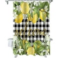 thumbnail image 5 of Welcome Lemon Buffalo Plaid Shower Curtain, Black White Summer Fruit Shower Curtain Set with Hooks, Waterproof Fabric Shower Curtains for Bathroom Decor, 36x72 Inch Bath Curtain, 5 of 6