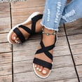 thumbnail image 2 of Rokment Women's Orthopedic Walking Flat Sandals Fashion Comfortable Athletic Mesh Memory Foam Strappy Sandal for Woman Beach Vacation Casual Platform Low Heel Summer Shoes Black Size 9, 2 of 5