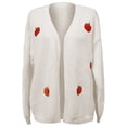 thumbnail image 4 of Women's Halloween Cardigan Cozy Embroidered Knit Open Front Long Sleeve Sweater for Fall Fashion Top White XL, 4 of 5