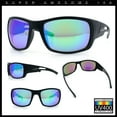 thumbnail image 2 of Mens Matte Classic Rectangular Wrap Around Biker Plastic Sunglasses Black - Teal Mirror, 2 of 7