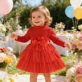 thumbnail image 5 of Toddler Valentine Dresses for Girls Long Sleeve Tiered Tulle Dresses with Bow Valentines Day Outfit Girls Clothing Size 12-18 Months, 5 of 9