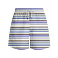 thumbnail image 3 of LYEAA Men's Swim Board Shorts Elastic Waist Summer Beach Big Swimming Trunks Stripe Drawstring Surf Shorts Casual Loose Sports Trendy Comfort Swimsuit Bathing Suit with Pockets Blue L, 3 of 5
