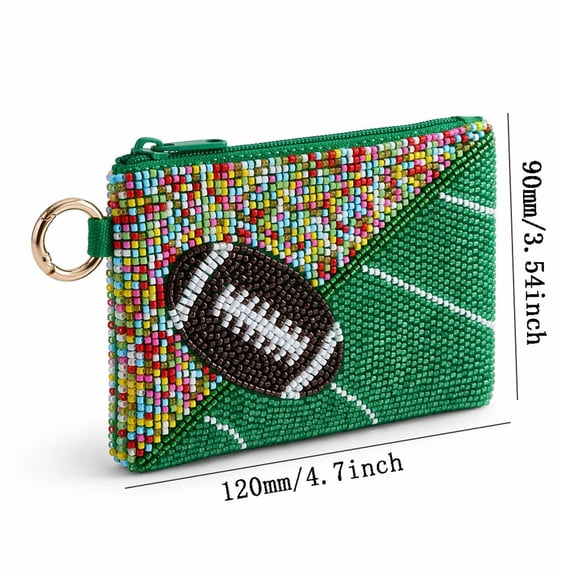 WSBDENLK Beaded Football Pattern Handbag for Women, Handmade Seed Bead Purse Cute Game Day Handbag