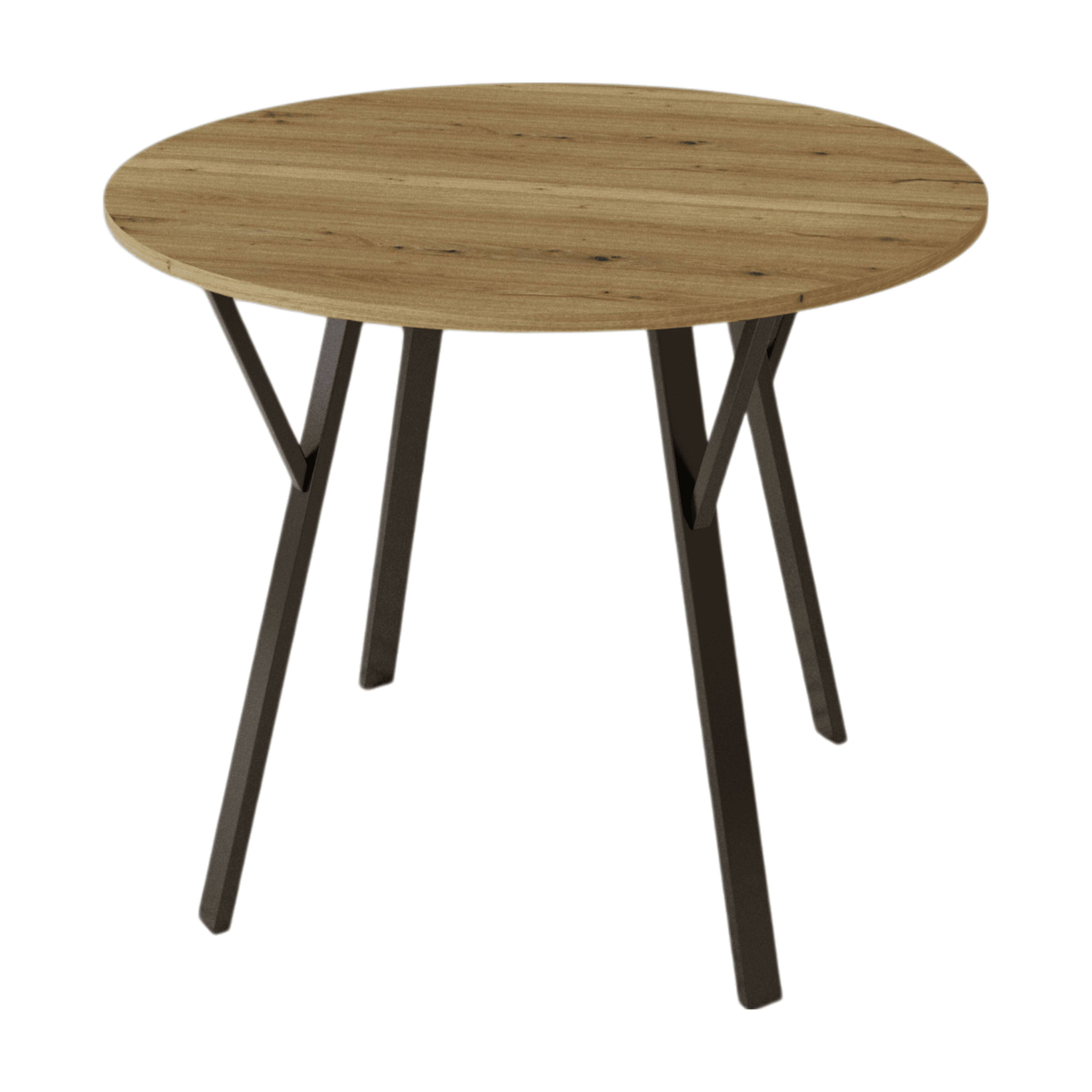 35.43 Inch Round Dining Table, Small Circle Kitchen Table with Metal Black Legs for 2-4 people,Modern Dining Room Table, Brown (only table)