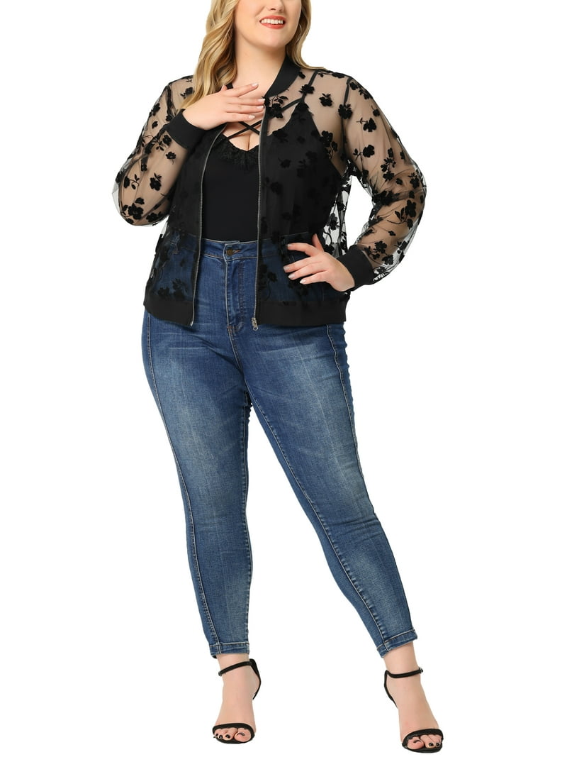 Agnes Orinda Women's Plus Size School College Sheer Jackets Long