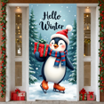 thumbnail image 3 of Colorful Illustration Penguin Christmas Banner Decorative Print Holiday Winter Scene for Party Celebration Indoor Decoration, 3 of 9