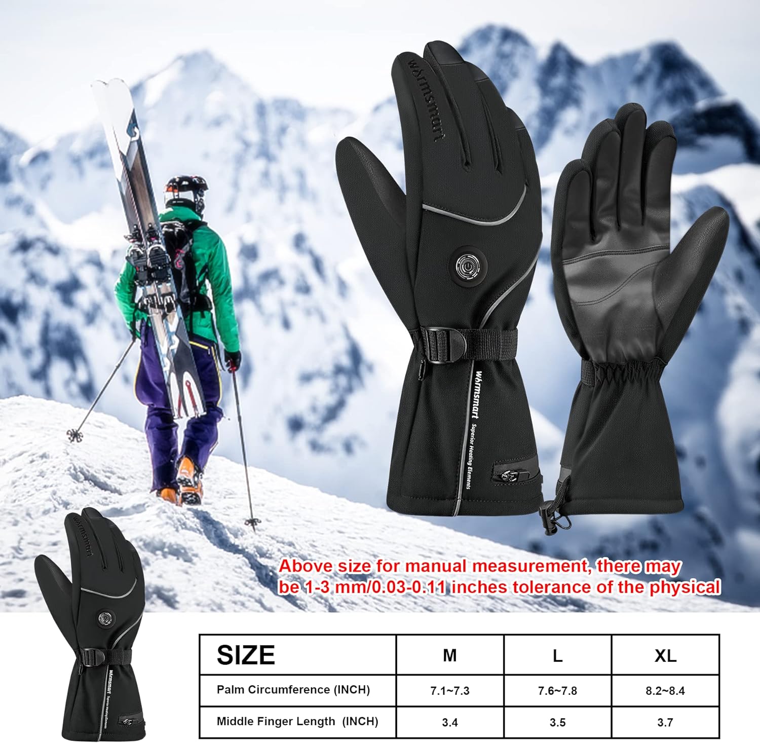 Heated Gloves, Heated Gloves for Men Women with 7.4V Rechargeable ...