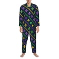 thumbnail image 3 of Honeii Mardi Gras Strings of Beads Pattern Mens Pajamas Set,2pcs Men's Lounge Long Sleeve Sleep Shirt and Pajama Bottoms Sleepwear Set,Mens Pjs Sets-Small, 3 of 7