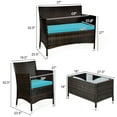 thumbnail image 3 of Costway 4PCS Rattan Patio Cushioned Sofa Chair Coffee Table Turquoise, 3 of 11
