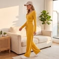 thumbnail image 5 of Women's Matching Set V-Neck Pleated Long Sleeve Lounge Sets for Women Tops and Wide Leg Pants 09 L, 5 of 7