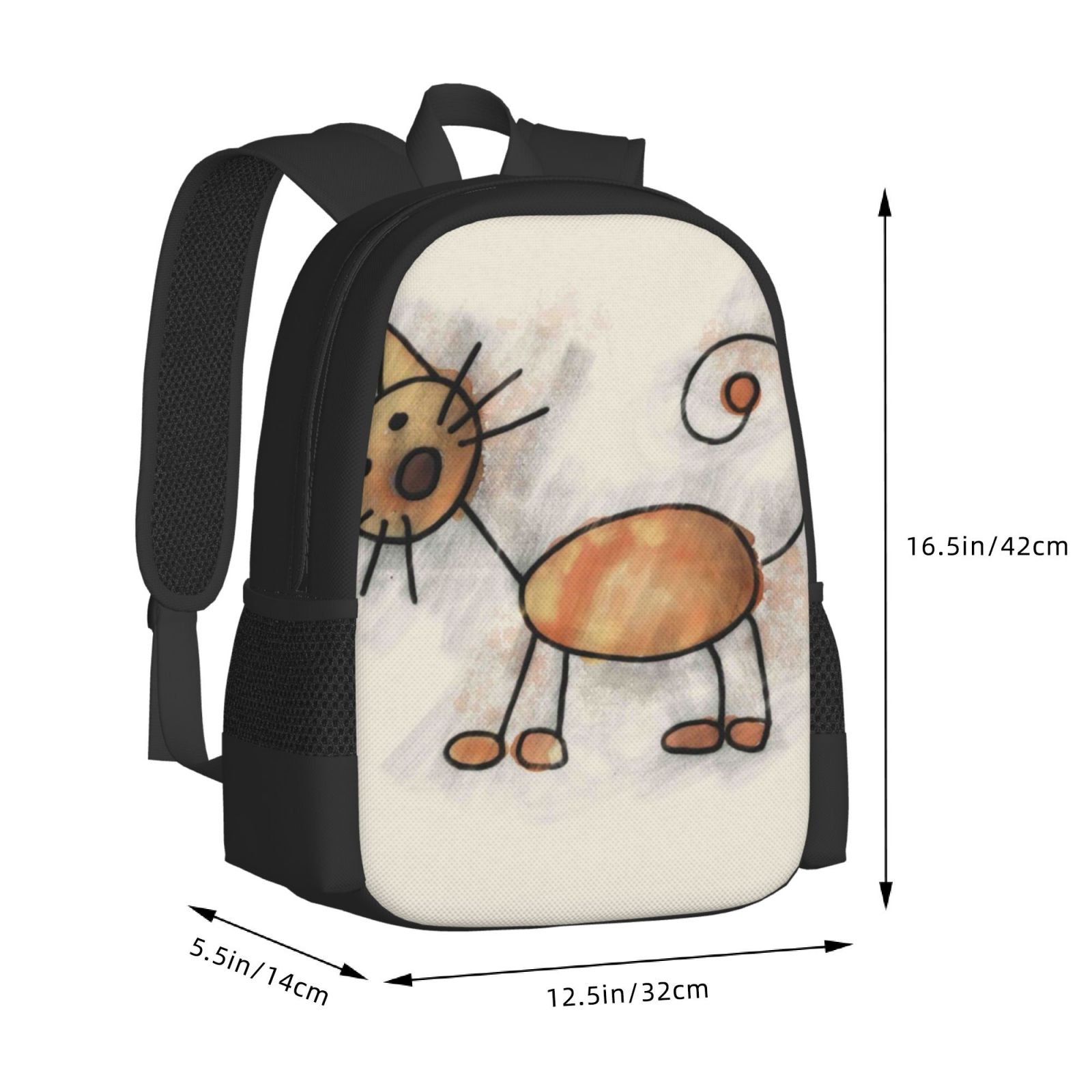 Ratiio Brown Cat Cartoon Backpack for Men and Women - Durable 600D Oxford Cloth -Large Capacity, Water-Resistant School, Travel, and Hiking Bag