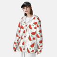 thumbnail image 4 of Pofeuu Hand Drawn Watermelon Print Sun Protection Outdoor Lightweight Full Zip UV Cooling Hoodie Long Sleeve Summer Clothing for Outdoor Hiking-Large, 4 of 5
