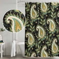 thumbnail image 5 of Black Teal Boho Botanical Shower Curtain, Waterproof Shower Curtains for Bathroom, Southwestern Retro Ethnic Tribal Washable Fabric Bathtub Curtain Set Bath Decor with 12 Hooks Long 72"x84", 5 of 8
