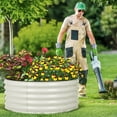thumbnail image 3 of Aoodor 17" Tall 42" Metal Raised Garden Bed Kit, Outdoor Round Planter Box for Vegetables, Flowers, Herbs, Beige, 3 of 8