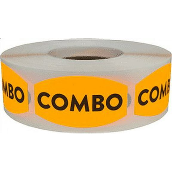 Orange Combo Grocery Store Food Labels .75 x 1.375 inch Oval Shape 500 Total Adhesive Stickers