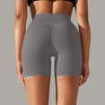 thumbnail image 4 of Pantalones cortos de yoga de color liso para mujer: cintura alta compresiva, doble cepillado, pantalones cortos deportivos de tres cuartos., 4 of 8