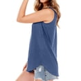 thumbnail image 4 of OIOLOYJM Womens Loose Fit Casual Flowy Tank Tops Square Neck Trendy Sleeveless Pleated Front Summer Tops Clothes Spring Vacation Beach Outfits Blue M, 4 of 5
