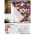 thumbnail image 3 of No Hook Cloth Fabric Shower Curtain with Snap in Liner, Purple Halloween Waterproof Shower Curtains Set with See Through Top Window, Cute Ghost Pumpkin Skull Bat Wizard Hat Bath Curtains 72"x96", 3 of 6