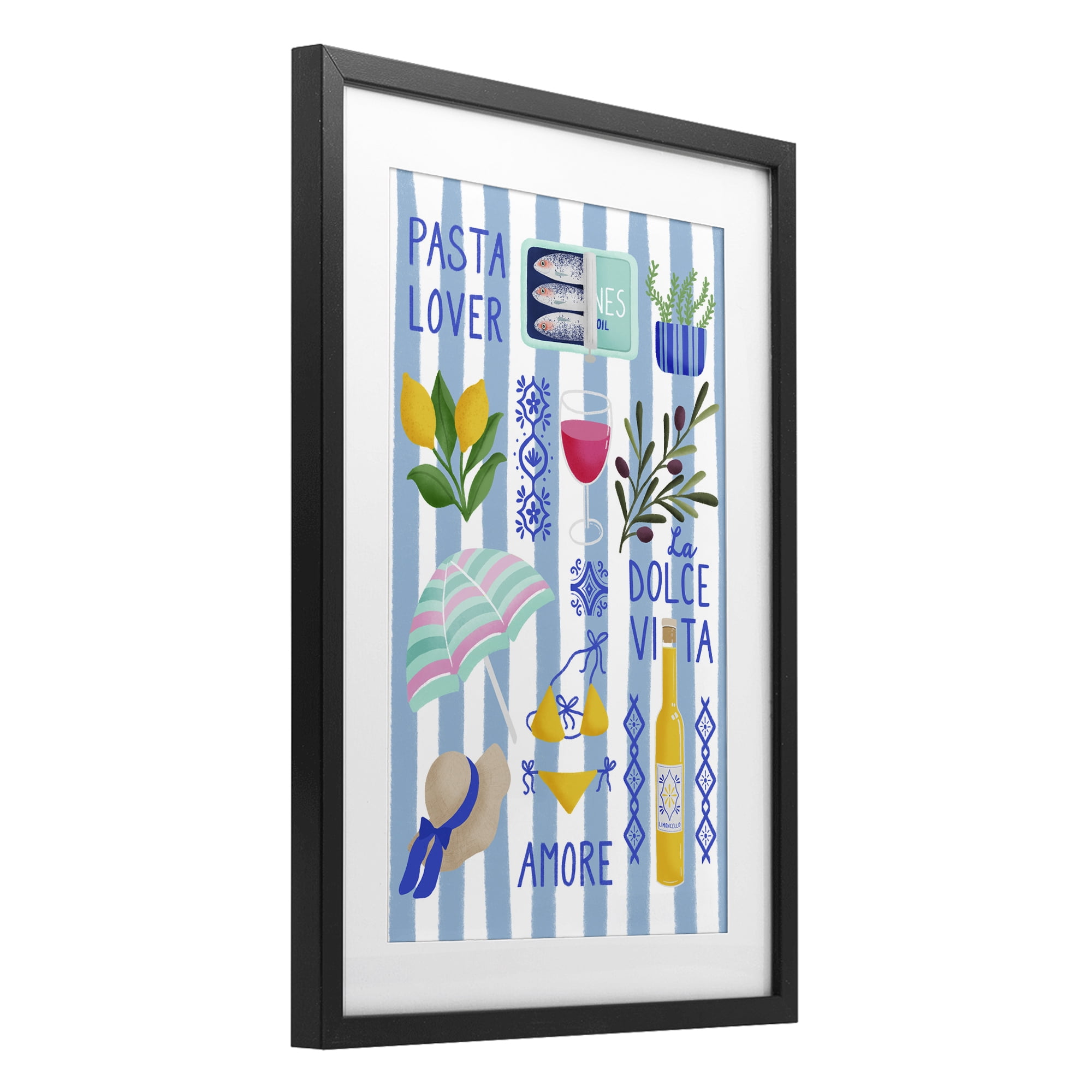 Stupell Industries Pasta Lover Mediterranean Black Framed Print Under Glass, design by Metka Hiti