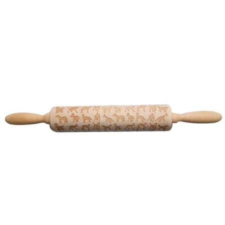 

NUOLUX Wooden Rolling Pin Beautiful Printing Rolling Pin for Home Store Baking (Dog Pattern)