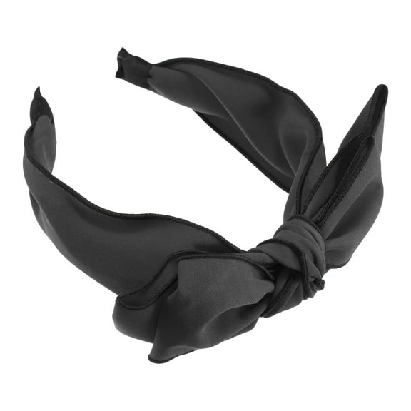 Unique Bargains 1 Pc Double Layered Bow Knot Headband Hairband for Women Gray 2.6 Inch Wide