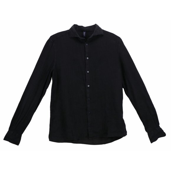 04651 Men's Navy Relaxed Linen Shirt Casual Button-Down - S