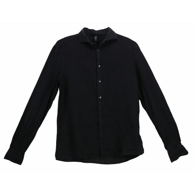 04651 Men's Navy Relaxed Linen Shirt Casual Button-Down - S