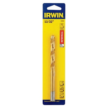 Irwin Drill Bit Hss, Titanium Nitride 13/32 ", 5-1/4 " Overall Length 3/8 " Reduced Carded