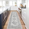 thumbnail image 2 of Findosom 2'x8' Hallway Runner Rug Washable Vintage Kitchen Laundry Runner with Non Slip Backing Farmhouse Entryway Living Room Floor Mat Stain Resistant Runner Carpet Gray, 2 of 6