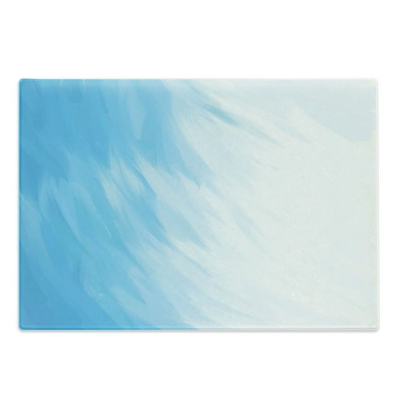 Abstract Cutting Board, Abstract Art in Watercolor Painting Style Waves Cloudy Sky Contemporary Design, Decorative Tempered Glass Cutting and Serving Board, Large Size, Blue White, by Ambesonne