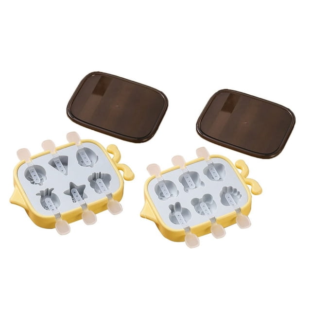 Moldes para paletas de helado para niños, moldes de silicona para gelatina, moldes apilables para hacer paletas de helado con palitos reutilizables (amarillo)