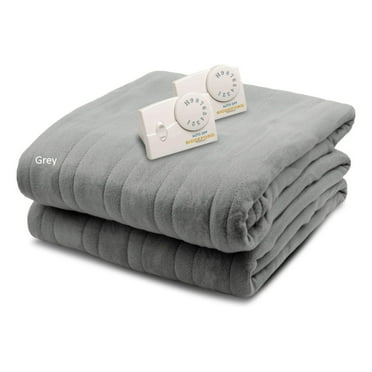 Comfort Knit Electric Heated Blanket with Analog Controller, Queen, Grey