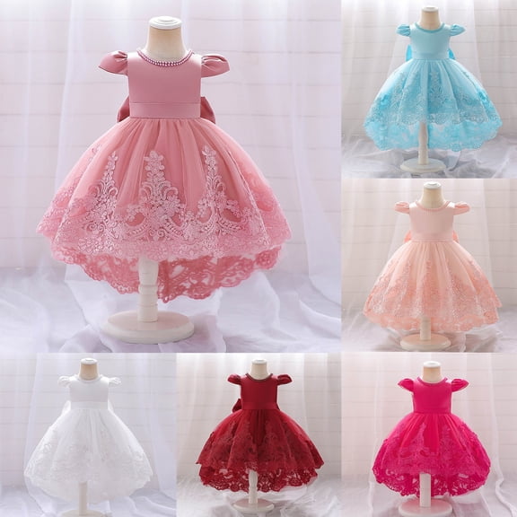 Gunia Flower Toddler Girl Dresses Mesh Stylish Little Princess Dress Formal Pink Dress For Girls 3-6 Years