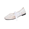 thumbnail image 2 of Travel Holiday Comfortable Walking Casual Shoes for Women Square Toe Bowknot Plus Size Spring Summer White 6.5, 2 of 7