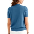 thumbnail image 4 of Lumtrix Womens Short Sleeve Sweater Mock Neck Summer Casual Basic Knit Slim Fitted Pullover Tops Shirt Blue 2XL, 4 of 4