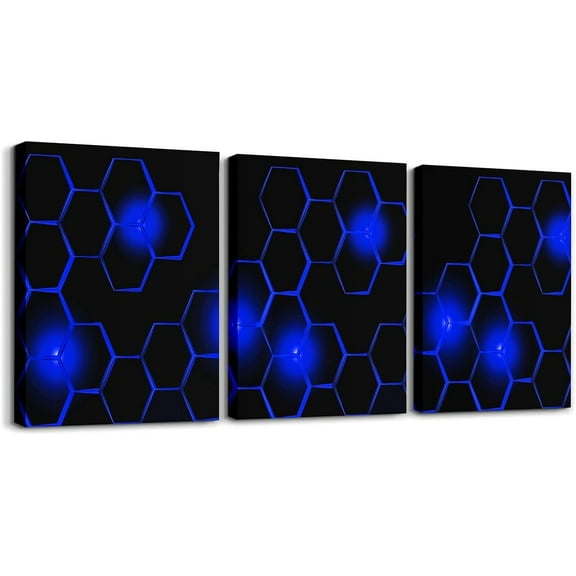 Hieng Gamer Canvas Wall Art for Living Room Red and Black Picture Wall Decor Gaming Ombre Office Wall Decorations Artwork Posters Geometry Square Wall Painting(Only canvas)