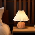 thumbnail image 3 of Chic Desk Light, Stable Ball Base Pleated Table Lamp With Long Service Life For Bedroom And Home Office Decor, Rocker ON/OFF Switch Rattan Metal Base Compact Lamp, 3 of 5