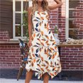 thumbnail image 4 of Ovzne Robes Grande Taille pour Femmes Rondes Robe de Plage Mode Été Imprimée Sans Manches Col Rond Décontractée Débardeur Robe Maxi Grande Taille Imprimée Liquidation, 4 of 7