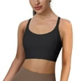 thumbnail image 2 of COMVALUE Women's Square Scoop Neck Sports Bra Thin Strap Padded Low Impact Yoga Bra Wireless Workout Crop Top (Black, XXL), 2 of 7