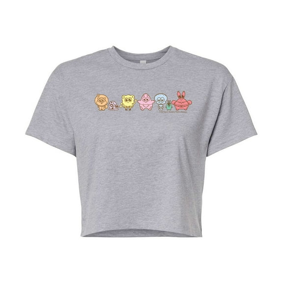 Spongebob Squarepants - Adorabob Lineup - Juniors Cropped Graphic T-Shirt