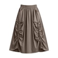 thumbnail image 6 of Jsaierl Women's Casual Cargo Maxi Skirt, Elastic Waist Ruched Long Skirt with Side Pockets, Breathable A-Line Skirt for Streetwear Outdoor Daily Wear, 6 of 6