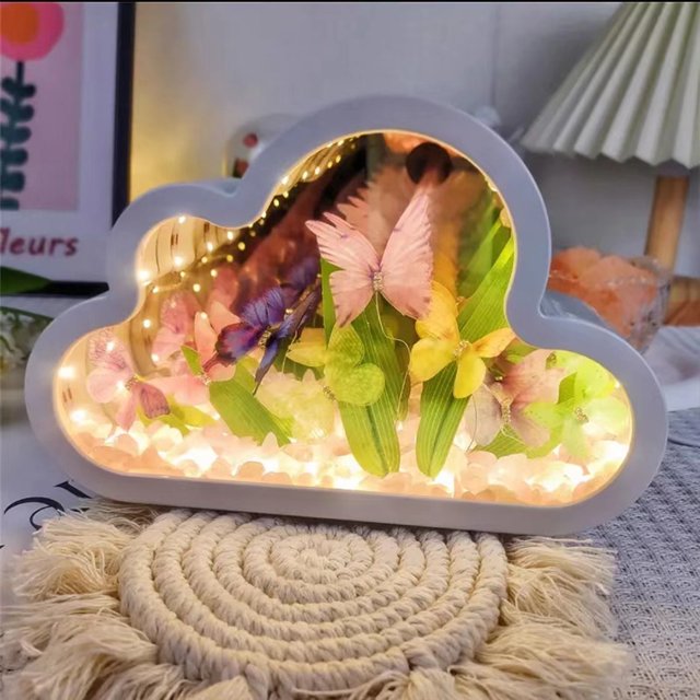 Luz de mesa de mariposa DIY, luz de espejo de mariposa en la nube, decoración de escritorio para sala de estar FLhrweasw Nuevo