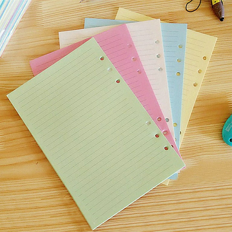 50 Pages A6 Binder Refill A6 Planner Inserts 6- Hole Paper Inserts Colored  Paper