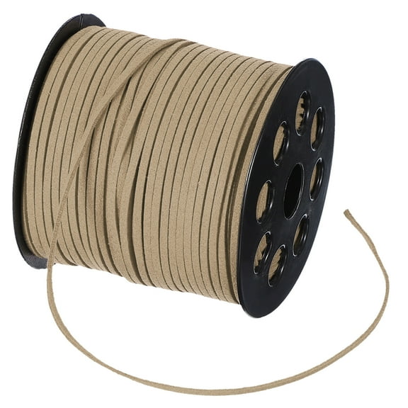 Uxcell 2.6mm Flat Suede Leather Lace, 100 Yard Faux Suede Leather String Cord for Necklace Bracelet, Khaki