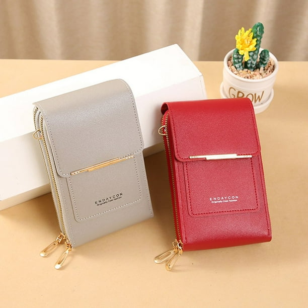 Women Crossbody Bag Touchscreen Faux Leather Multi pockets Detachable Mobile Phone Clutch Bag Purse Wallet Daily Use